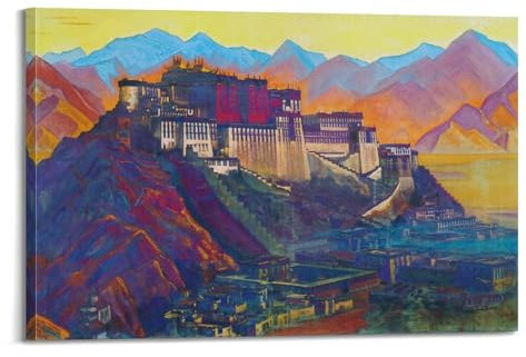 Nicholas Roerich Poster Tibet Castle Leinwandkunst und Wandkunst, Bild, Druck, moderne Familienschlafzimmer-Dekoration, 40 x 60 cm