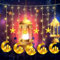 100 Led Ramadán Star Moon Light Chain 3 m Star Moon y Castle Ramadán decoration Light Eid Mubarak Light Led 8 Tipos de Modo de Parpadeo y Batería de Control Remoto y Cadena de Luz Usb