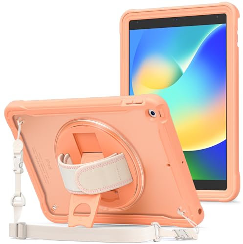 ProCase Kompatibel für iPad 10.2 Case iPad 9th 8th 7th Generation 2021/2020/2019 Case, Heavy Duty Shockproof Rugged Case 360 Grad drehbarer Kickstand Schutzhülle Case -Orange