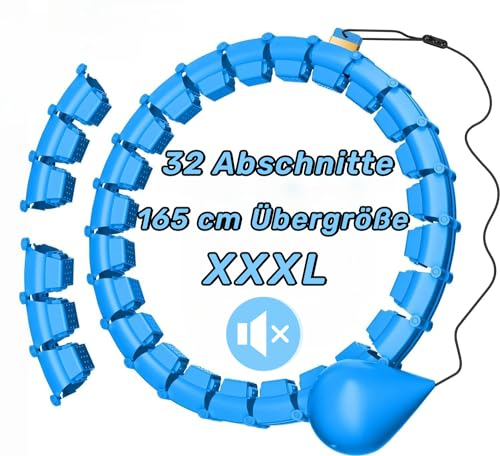 Smart Hoop Reifen Erwachsene mit Gewicht Kugel，32 Knoten Umfang (57-165cm) Abgebauter Fitnessreifenl，Hullahub Reifen Zum Abnehmen für Gewichtsverlust, Fitness, Unterhaltun(Blua)