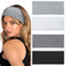 Blooms Stirnband Damen, 4 Stück Haarband Damen Elastisch Stirnbänder Breite Haarbänder Antirutsch Hairband Sport Yoga Fitness Laufen Exercise Gym (Schwarz Weiß Grau Dunkelgrau)