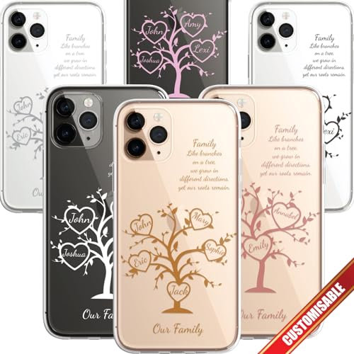 Personalised Custom Phone Case Family Tree Children Mum Dad Home Love Genealogy CLEAR Silicone Impact Cover for iPhone 11 12 13 14 15 16 Samsung Ranges - CUSTOMISE ONLINE