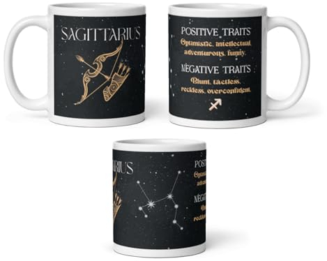 DV DESIGN 1 tasse Sagittaire – Traits négatifs positifs du zodiaque signe du zodiaque horoscope blague drôle astrologie maison boissons tasses tasse cuisine #81891
