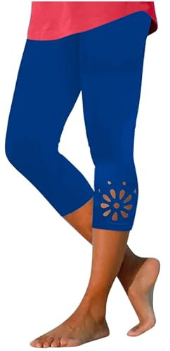 FGUUTYM Fahrrad Unterhosen Damen Knielang, Capri-Leggings, 2024, Sommer, Kurze Hose, lässig, solide, Bequeme Capris Football Shorts (Blue, L)