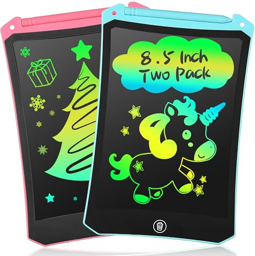 2 Packs LCD Schreibtafel für Kinder, Zaubertafel 8,5 Zoll, Umweltfreundlich Heller Bunten Schrift Pad Lernspielzeug, Geschenke für 3-8 Jährige Mädchen Jungen