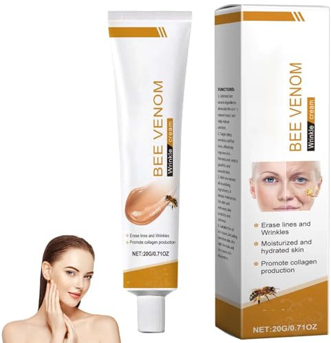 2PCS Bienengift Anti-Falten-Creme, 20g*2 Bienengift-Faltenentfernungscreme, Anti-Falten-Feuchtigkeitscreme für Gesicht und Hals, Feuchtigkeitsspendende Hautstraffungscreme für alle Hauttypen