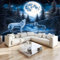 Vlies Fototapete Fantasy-Stil Mond Weißer Wolf - Foto Tapete Schlafzimmer Wohnzimmer Moderne Vliestapete 200 x 140 cm Wandtapete Motivtapeten Bildtapete 3D Effekt Wand Dekoration