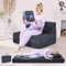 HILERO Sofá cama plegable, silla convertible 4 en 1 con almohada, silla plegable de espuma viscoelástica individual, sofá futón moderno para sala de estar/invitados/apartamento, gris oscuro