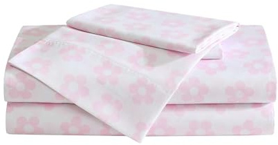 Betsey Johnson - Bed Sheets, 100% Silky Smooth Bedding with Matching Pillowcases, Stain & Wrinkle Resistant, Whimsical Inspired Home Essentials (Retro Daisy Pink, Queen)
