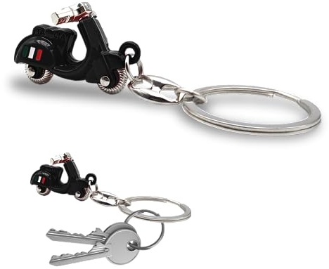 Llavero de scooter italiano 3D – Diseño realista con manillar articulado – Bandera italiana en la cadera – Metal resistente – Idea regalo hombre mujer – Accesorio para coche, moto y mochila