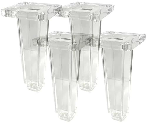 HFDASUENT 4 Stück Acrylbeine für Möbel, Acryl-Möbelfüße Ersatz-Sofafüße Sofa Beine Couch Möbel Beine Transparent Acrylbeine,Moderne klare Dekoration