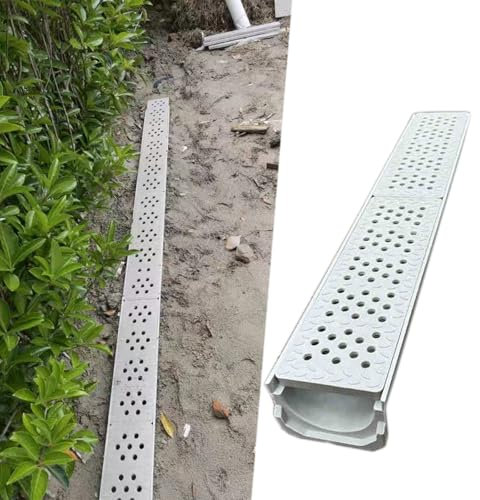 Ablaufgitter Abflussgitter Grabenentwässerungssystem, Kanalentwässerung, Hochleistungs-Entwässerungsgitter aus Kunststoff, Entwässerungsrinnen-Wasserumleiter für Hof, Garten, Landschaft(30x15x100cm)