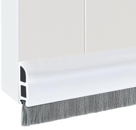Jackfru Bürstendichtung Türdichtung, Zugluftstopper Dichtungsband für Türen 100cm, Leiste Selbstklebend Bürste Zimmertürdichtung Durchzugstopper (Weiß)