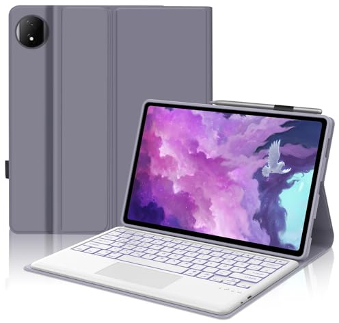 FOGARI Hülle mit Tastatur für Honor Magic Pad 2 Tablet 12,3 Zoll | Keyboard Case Magnetisch Abnehmbarer Bluetooth für Honor Magic Pad 2 mit Trackpad und 7 Farben Beleuchtungm, Violett