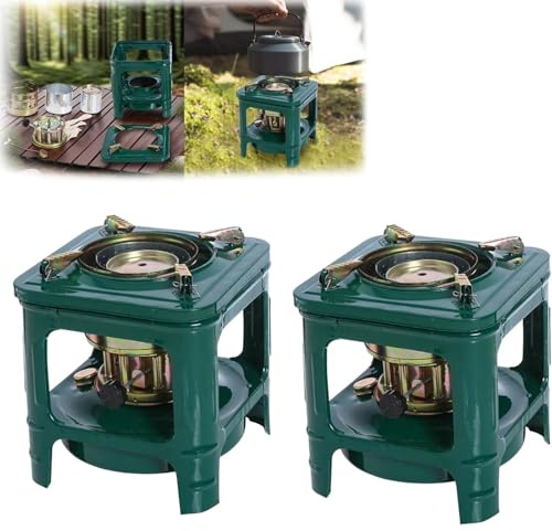 ZhuiFengA Fornello Picnic 2 Pezzi, Fornello Campeggio Portatile 8 Stoppini, Bruciatore Cherosene E Alcol Diesel, Pentole Esterno Compatte per Escursioni, Campeggio E Avventure con Zaino in Spalla