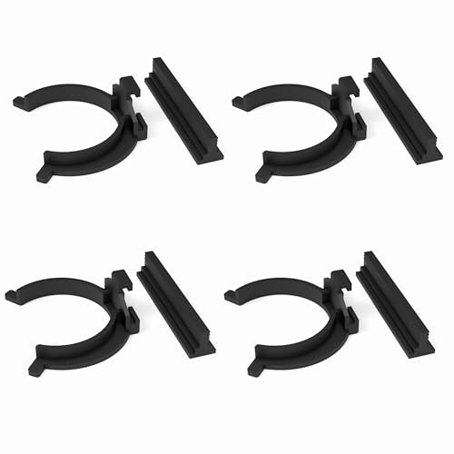 Sintrix Fab Sockelleistenklammer Halterung kompatibel mit IKEA Faktum Rationell – 4er Set Clip + Schiene für Sockelleisten schwarz – Küchensockel Fuß Halter Ersatz Befestigung Sockel
