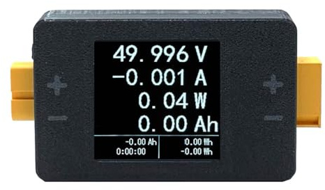 Gettimore Misuratore di potenza 8-150V 25A Amperometro bidirezionale con display LCD per XT60 per test batteria LIPO, schermo da 1,5 pollici, frequenza di aggiornamento 3Hz