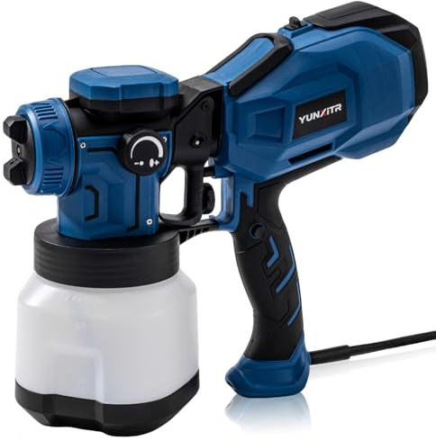 YUNXITR Pulverizador de pintura HVLP de 1200 W, pistola de pintura eléctrica de alta eficiencia con 6 boquillas, patrones variables, contenedor desmontable de 40 onzas, fácil de limpiar para proyectos