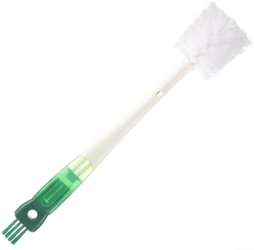 Brosse longue portée 5 en 1 pour bouteille avec noyau en spirale double face en silicone et tête de nettoyage d'angle (vert clair)
