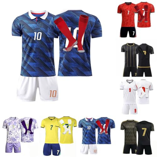 2026 Fußball Trikot Fussballtrikot für Erwachsene Football Fußball Herren Trikot Shorts Socken Fußballbekleidung Geschenk Set Heim- Auswärtstrikots Fussball Trikot Set