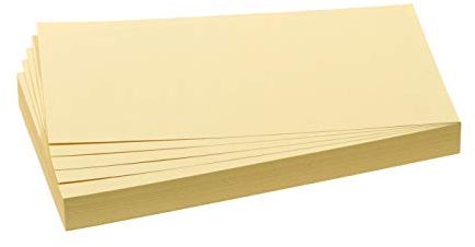 FRANKEN Moderationskarten Rechteck, 205 x 95 mm, 500 Stück, Präsentationskarten ideal für Meetings, Trainings, Schulungen im Büro oder Hotel und Lehrer in der Schule, Metaplankarten, Gelb, UMZ 1020 04