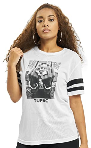 Mister Tee Damen Ladies 2Pac Stripes Tee White, S