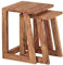 Wohnling 2er Set Mumbai Beistelltisch Massivholz Sheesham Design Wohnzimmer-Tisch eckig Nachttisch Satztisch Landhaus-Stil
