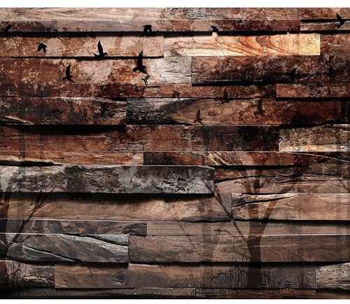 decomonkey Fototapete Holz 350x256 cm XXL Design Tapete Fototapeten Vlies Tapeten Vliestapete Wandtapete moderne Wand Schlafzimmer Wohnzimmer Holzoptik Baum Natur