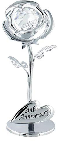 Haysom Interiors Modern 20th Anniversary Silver Plated Flower with Clear Swarovski Crystal Glass Bud by Happy Homewares