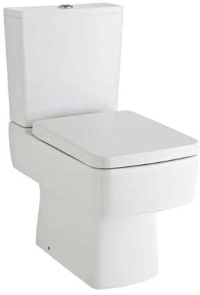 Nuie CBL008 Modern Compact Semi Flush to Wall Pan and Cistern WC Toilet (No Seat), 800mm x 355mm, White