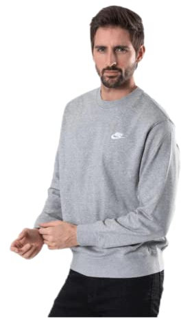 Nike Long Sleeve Top M NSW Club CRW Ft, DK Grey Heather/White, BV2666-063, 2XL