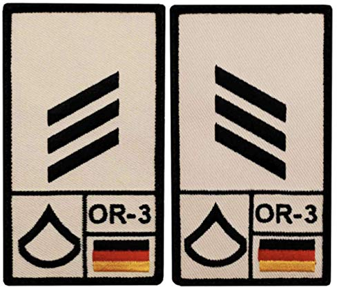 Café Viereck ® Hauptgefreiter Bundeswehr Rank Patch mit Dienstgrad - Gestickt mit Klett - 9,8 cm x 5,6 cm – Sand – 2 Stück Linke und Rechte Seite