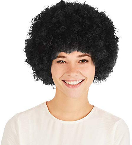 dressforfun Afro Perücke | Clown Hippie Popstar 80er 70er Jahre Karneval Fasching Clownperücke (Schwarz | Nr. 303638)