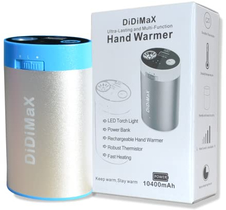 DiDiMaX Hand Warmer, 10400mAh, Rechargeable Hand Warmer, Power Bank, Reusable Hand Warmers, Electric Hand Heater, 500x Recharge Tech, Fire Proof Material, Raynaud's Arthritic Sufferers Pain Relief, Heat Therapy, Pocket Heater, USB Hand Warmers for Kids, Women & Men by TradeProvider®