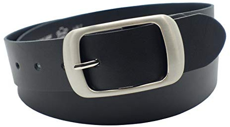 NK Belt GmbH Damen Vollrindsledergürtel in Schwarz, Jeans Anzug Gürtel, Made in Germany 38mm #H-03 (105cm Gesamtlänge 120cm)