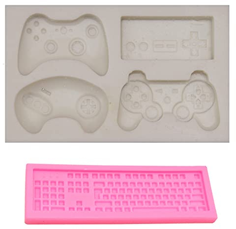 Silikon Game Controller Form Game Controller Tastaturform DIY Computertastatur Silikonform Mini Silikon Game Controller Form für Süßigkeiten, Schokolade, Kuchendekoration, Harz, Tonrose,Pudding
