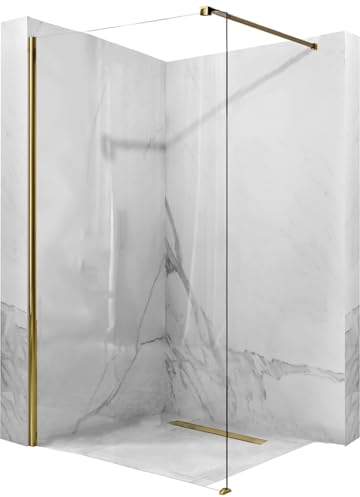 Rea PAROI DE DOUCHE AERO GOLD 120 - WALK IN Verre trempé de sécurité transparent 8 mm (Doré)
