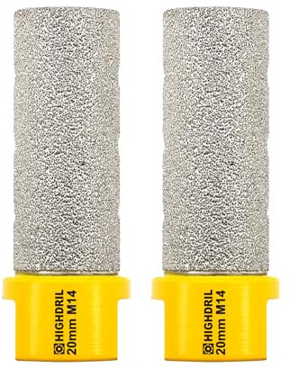 HIGHDRIL Broca de fresado de diamante para agrandar y dar forma a agujeros, 2 piezas de diámetro 20 mm (4/5 ) broca de núcleo de perforación en seco para porcelana, cerámica dura, granito y mármol