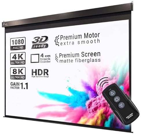 Pantera | Motor-Leinwand | 134 Zoll | 240 x 240 cm | 1:1 | Premium Rohrmotor | 4K/8K Ultra HDR 3D | Elektrische Beamer Leinwand | Projektions-Bildschirm | Projektor Leinwand | Knitterfest