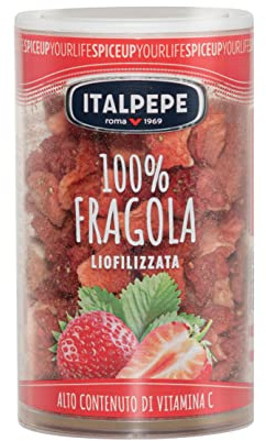 Italpepe, Fragola Liofilizzata, Alto contenuto di Vitamina C, Ideale da Aggiungere su Gelati e Yogurt, Ottimi per Creare Frullati e Colazioni Sane, Senza Zuccheri Aggiunti