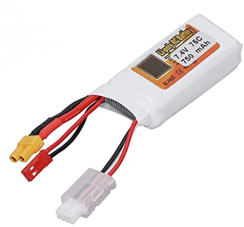 TOPINCN 7.4V 750mAh Lipo Battery with JST XT30 Plug, 2S 75C Discharge Rate Li Poly RC Battery Power with Connector for QAV250 Racing Quadcopter Car Model