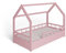 ms factory Hausbett mit Matratze Kinderbett 80x160 cm mit Rausfallschutz und Lattenrost - Einzelbett aus Kiefernholz für Mädchen und Junge - Rosa