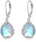 POPLYKE Juni Rose Mondstein Ohrringe Sterling Silber Teardrop Mondstein Filigran Tropfen Ohrringe Leverback Ohrring Geburt Blume Schmuck Geschenke für Frauen