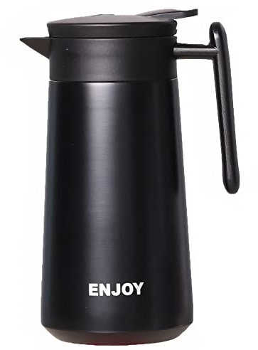 GRÜNERLE Thermoskanne 860ml - Kaffeekanne, Teekanne, Isolierkanne für Tee oder Kaffee - Tee Geschenk - hält bis zu 24h kalt, 12h heiß (Schwarz)