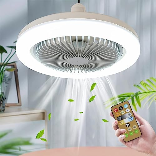 PKKP Deckenventilator mit Beleuchtung und Fernbedienung, 30W LED Deckenleuchte Dimmbar, 3 Lüftungsgeschwindigkeiten Ventilator Lampe für Wohnzimmer, Esszimmer, Schlafzimmer, Büro