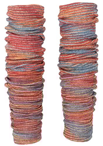 GURU SHOP Lange Beinstulpen aus Baumwolle, Baumwollstrick Ethnostulpen - Bunt/orange, Herren/Damen
