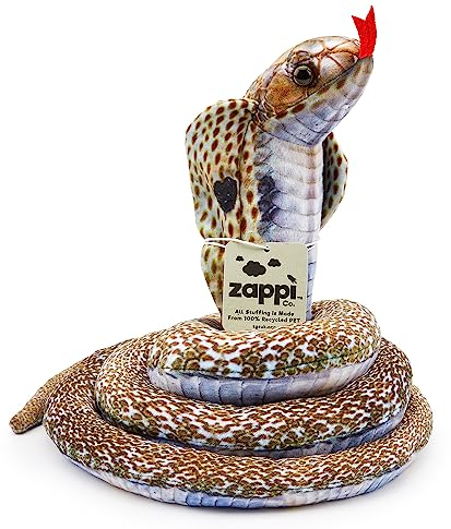 Zappi Co Kinder Gefülltes Weiches Kuscheliges Plüsch-Schlangenspielzeug - Teil der Safari-Tierkollektion, perfekt für Kinder (Kobra-Schlange)