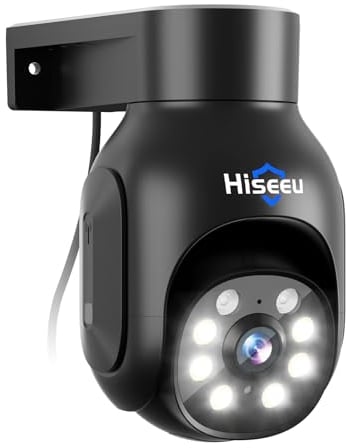 Hiseeu 5MP Wireless Security Camera Outdoor with Color Night Vision,360° Pan/Tilt Security Camera with Auto Tracking,PIR Motion Detection,2-Way Audio,24/7 Recording,Remote View,Work with Alexa,IP66