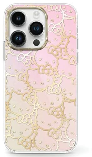 Hello Kitty Apple iPhone 15 Silikon Hardcase Cover Hülle Crowded Kitty Head Rosa