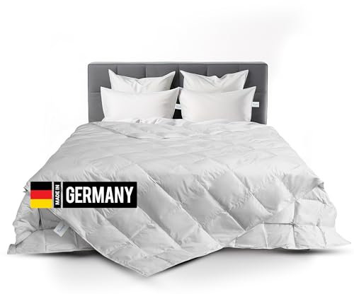 Traumwelt Natur Made in Germany Daunendecke 240x220 cm aus 90% Daunen und 10% Federn, Sommerdecke, Allergiker geeignet (nomite), Öko-Tex 100 Klasse 1 Zertifiziert, Downpass